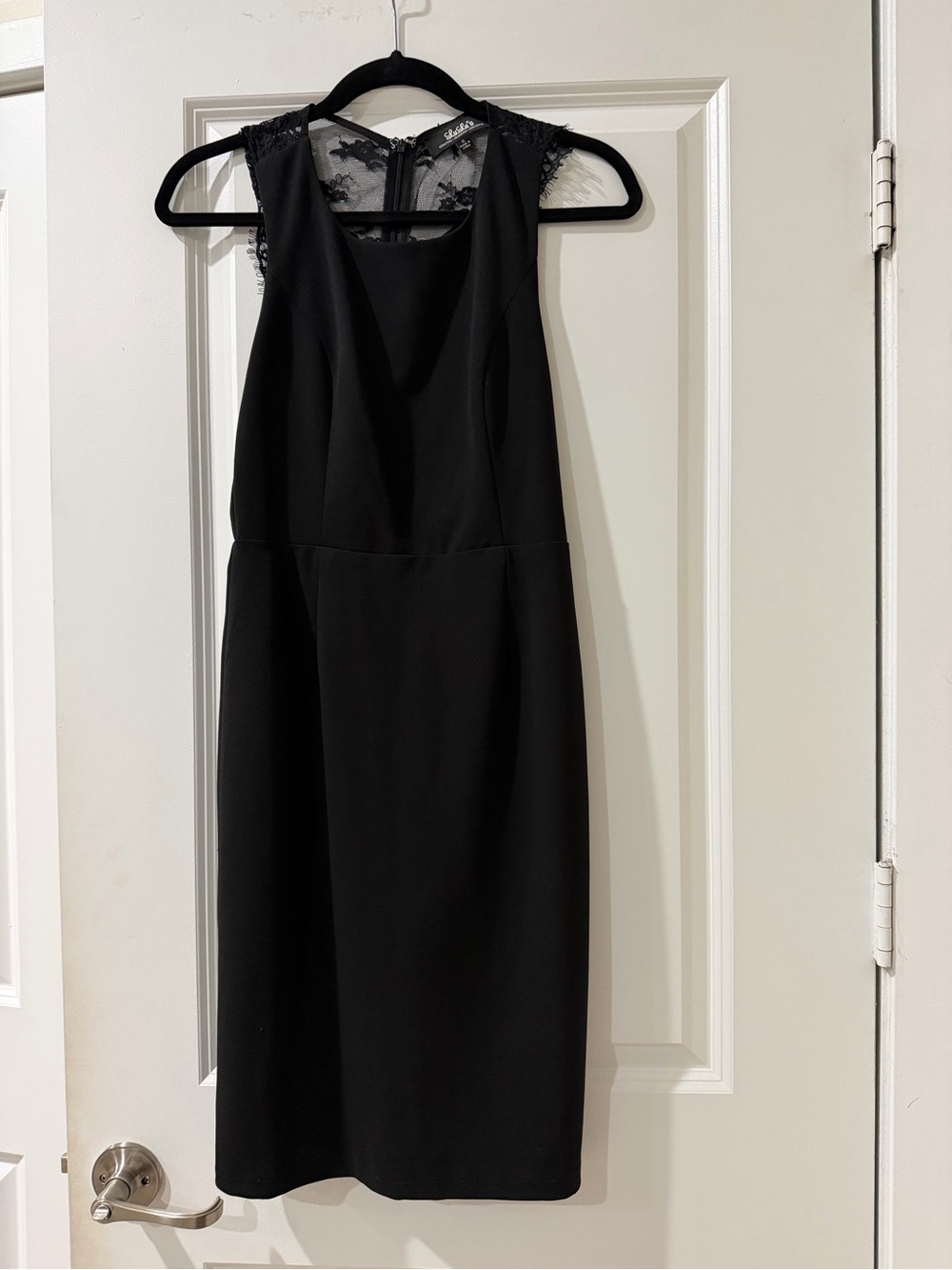 LuLu’s Women’s Black Lace Back Sleeveless Sheath Midi Dress Size Small